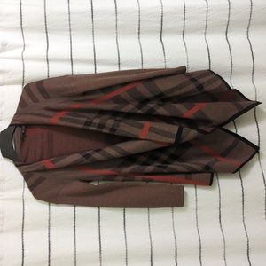 Brown Plaid Cardigan Sweater